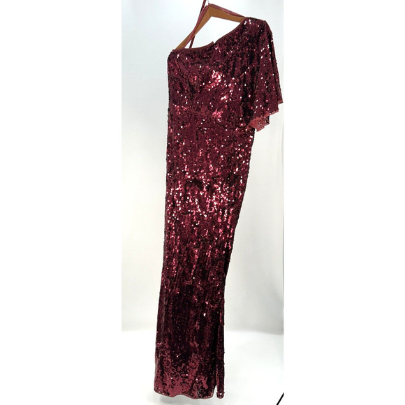 Mac Duggal 93540 Size 16 Embellished Cap Sleeve Cowl Neck Trumpet Gown Red NWT - Picture 9 of 14